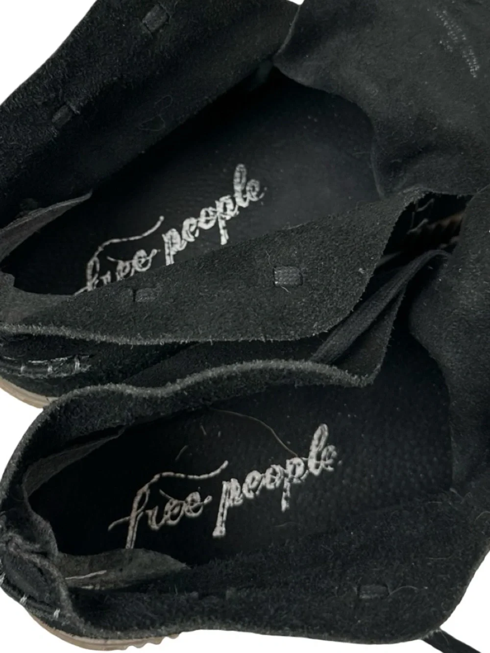 Free People Black Suede Leather Boho Chukka Sneaker Booties Women’s Size 39